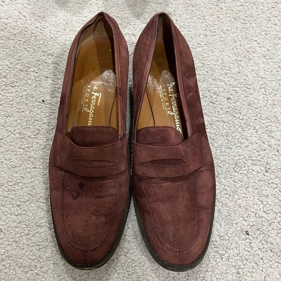 Salvatore Ferragamo Shoes - Salvatore Ferragamo Sport Brown Suede Penny Loafers